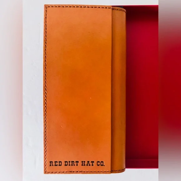 Red Dirt Hat Co Mens Brown Red Aztec Leather Slim Rodeo Bifold Wallet NIB - Picture 3 of 8
